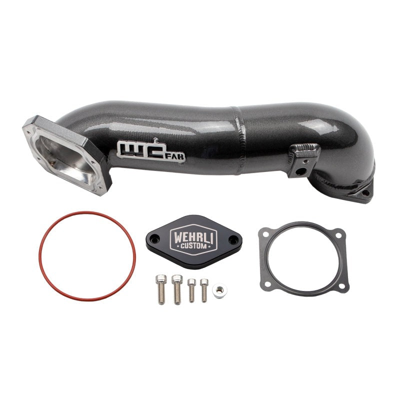 Wehrli 11-16 GM Duramax LML Passenger 3in Upper Crossover Intercooler Pipe - Brizzle Blue
