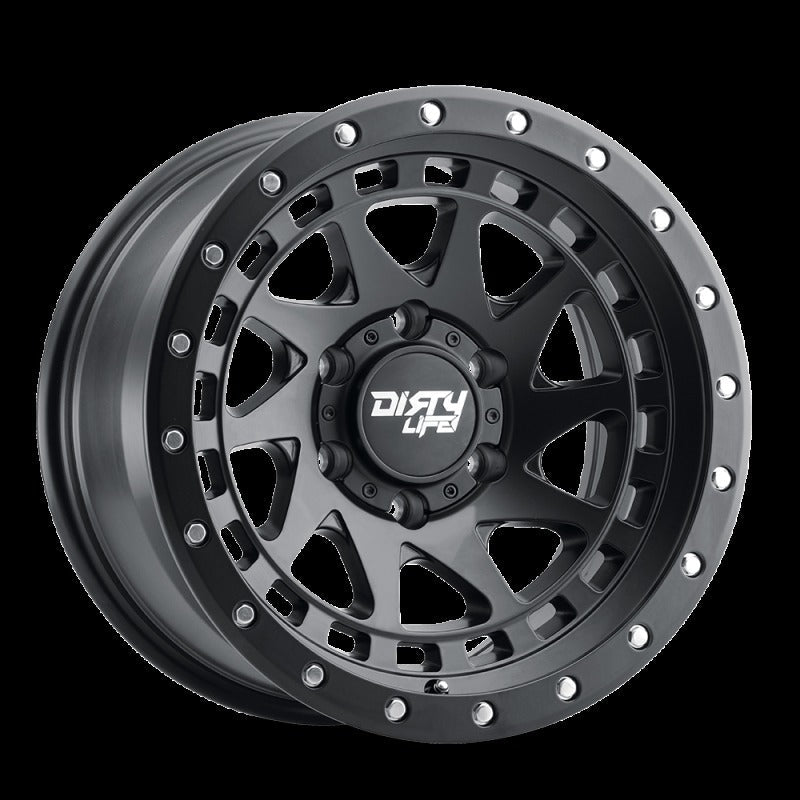Dirty Life 9311 Enigma Pro 17x9/6x139.7 BP/-12mm Offset/106mm Hub Matte Black Wheel - Beadlock
