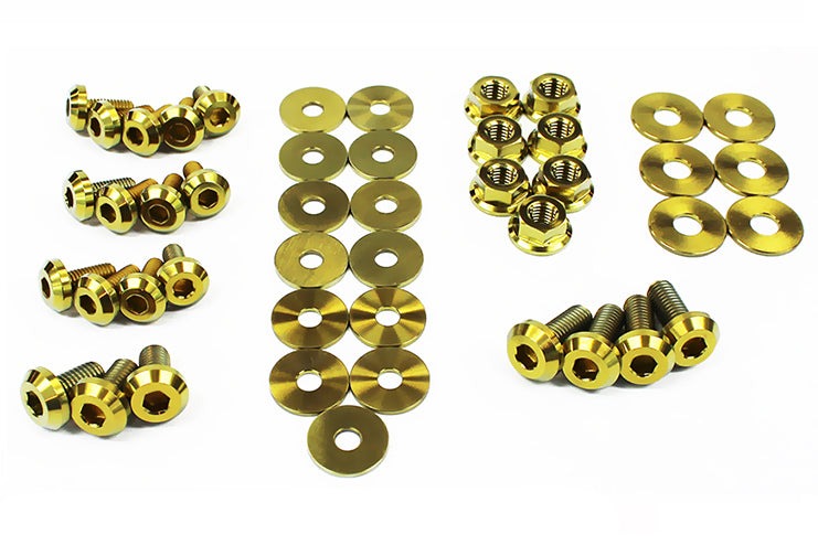 Fast Turn Fittings Titanium Hardware Engine Bay Kit (Gold) - 2008-2014 Subaru WRX/STI