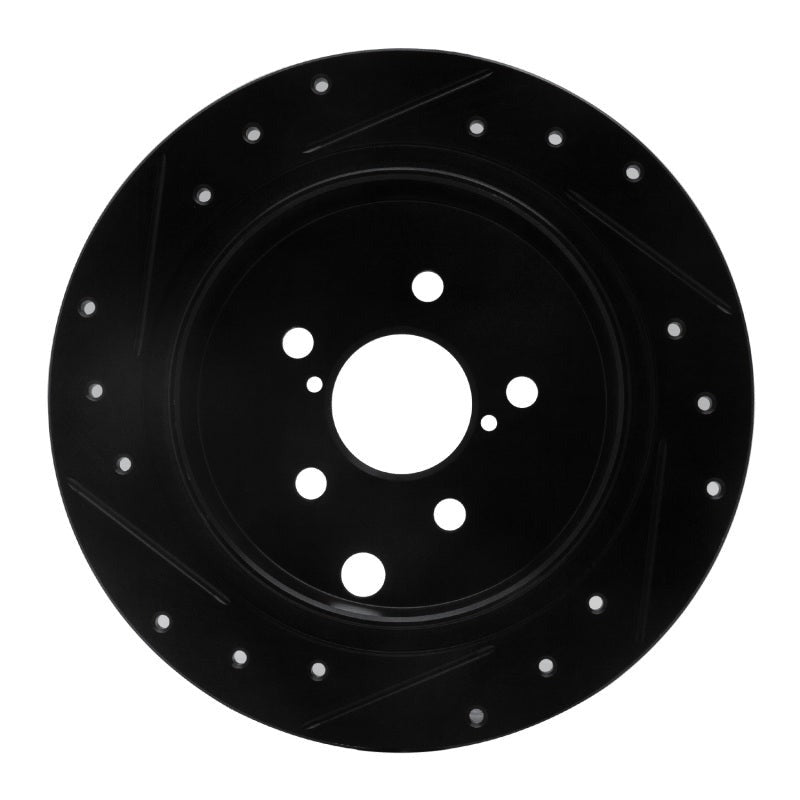 R1 Concepts Rear Right Drilled & Slotted Black Brake Rotor - 2012-2023 Subaru XV Crosstrek
