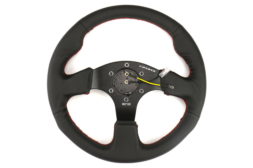 NRG Reinforced Steering Wheel 320mm Black w/ Red Stitch - Universal