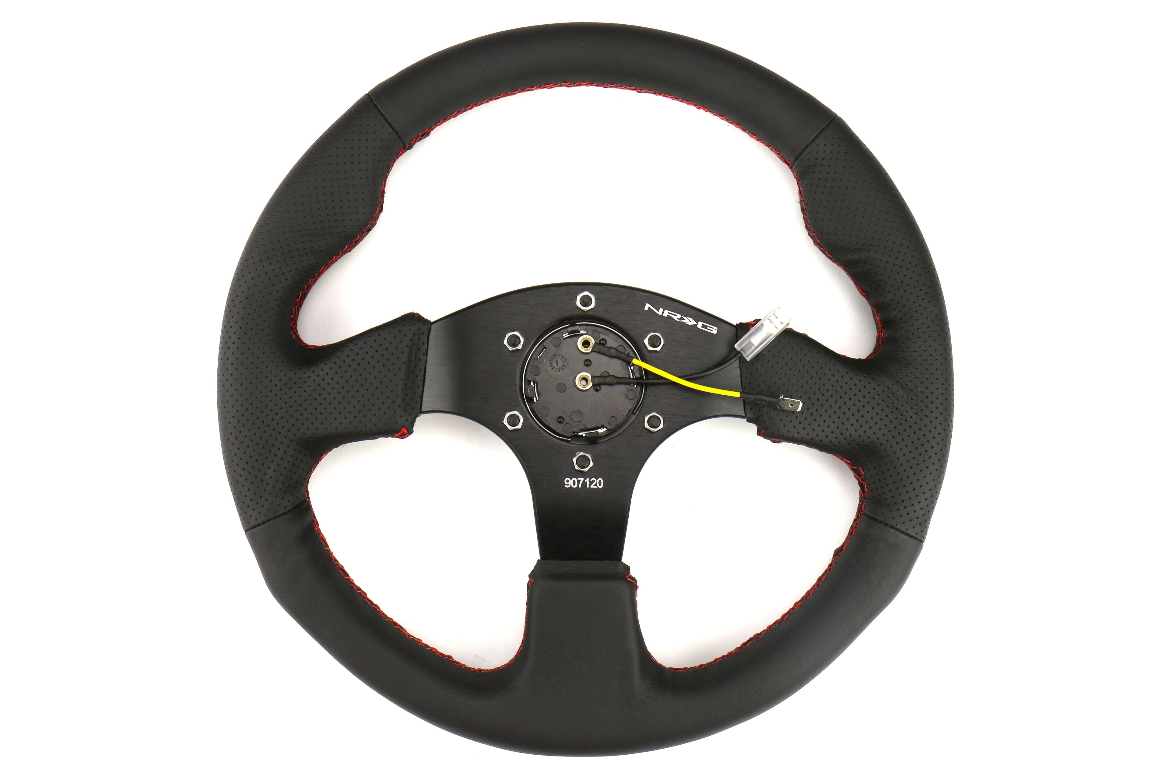 NRG Reinforced Steering Wheel 320mm Black w/ Red Stitch - Universal