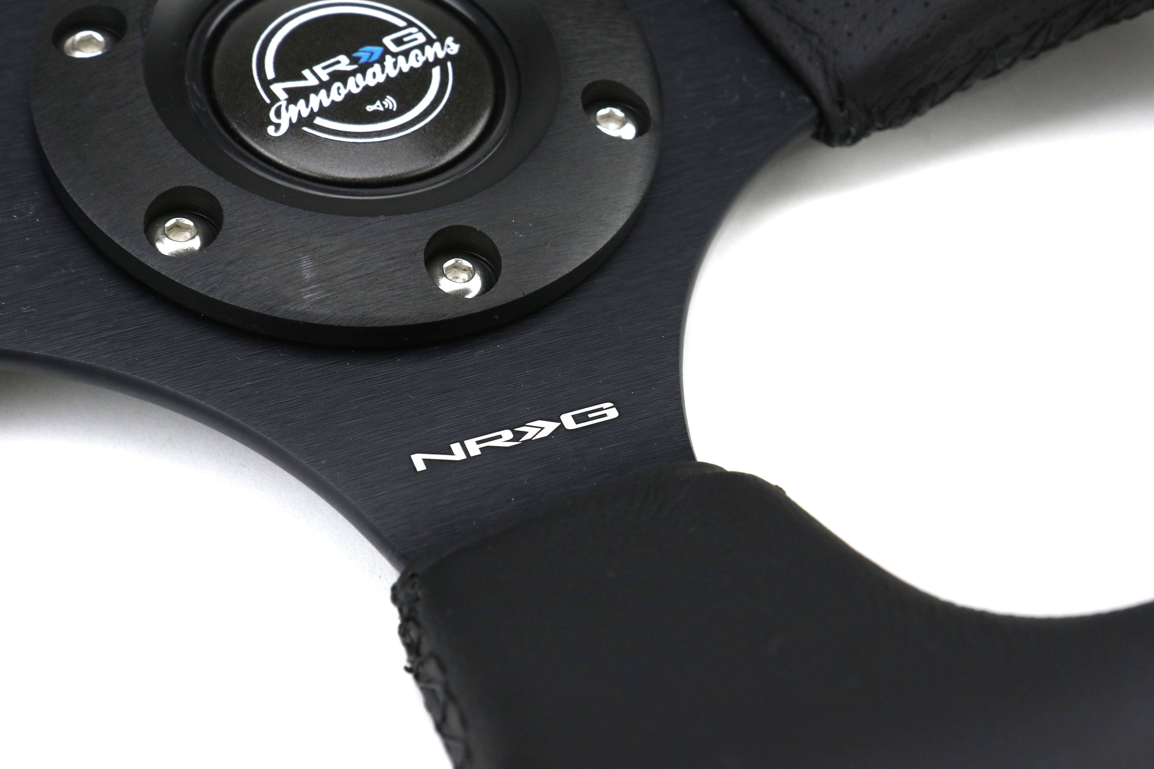 NRG Reinforced Steering Wheel Flat Bottom Black - Universal