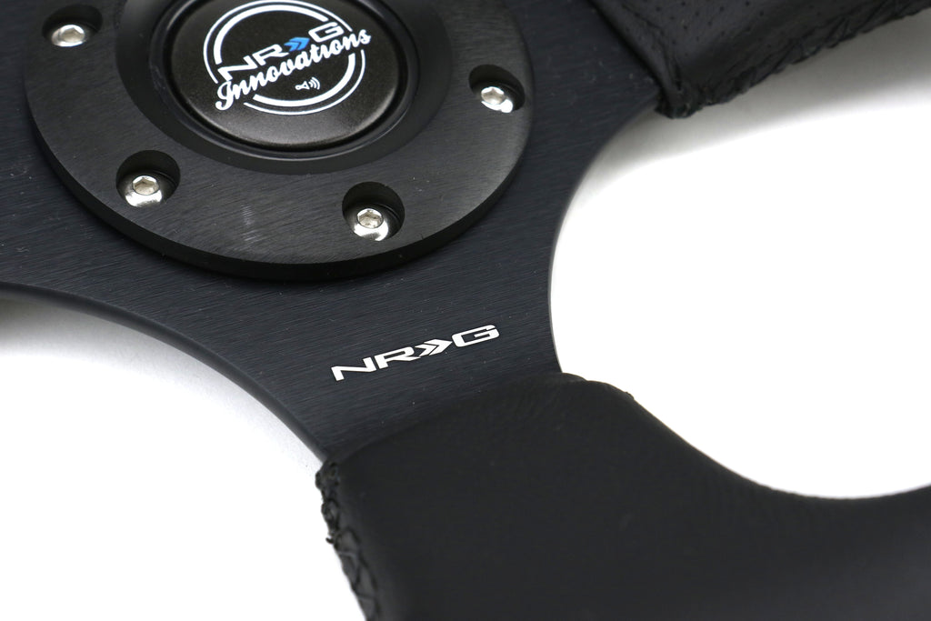 NRG Reinforced Steering Wheel Flat Bottom Black - Universal