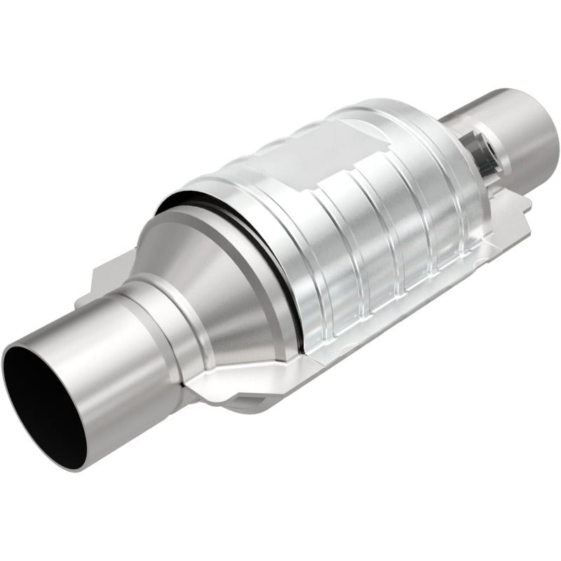 MagnaFlow Universal 3-Way Catalytic Converter - 2in In/Out Center/Center Round 9in Body L x 5.125in W x 13in Overall L Single O2 Port