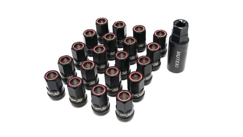 Wheel Mate Muteki HR38 Open End Lug Nuts 12x1.50 - Titanium Chrome / Red Ring