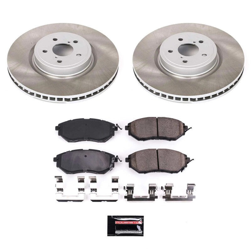 Power Stop Semi-Coated Front Rotor Kit - 2010-2014 Subaru Outback
