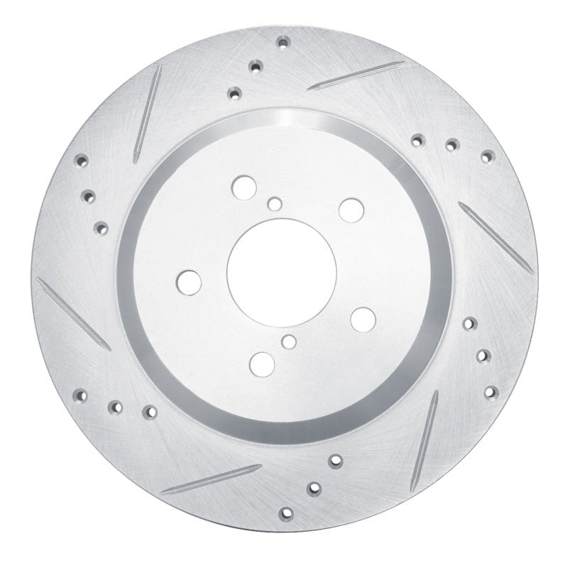 R1 Concepts Rear Left Drilled & Slotted Silver Brake Rotor - 2019-2023 Subaru Crosstrek