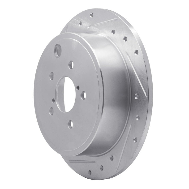 R1 Concepts Drilled & Slotted Silver Rear Left Brake Rotor - 2008-2014 Subaru WRX / Subaru Impreza