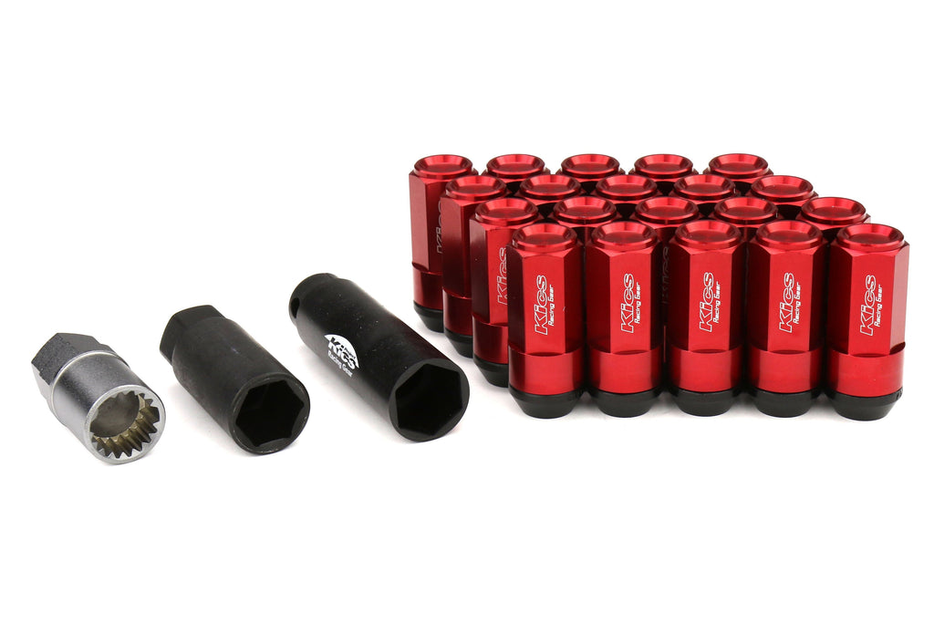 Project Kics Leggdura Racing Shell Type Lug Nut Set 53mm Closed-End Look 12X1.25 Red
