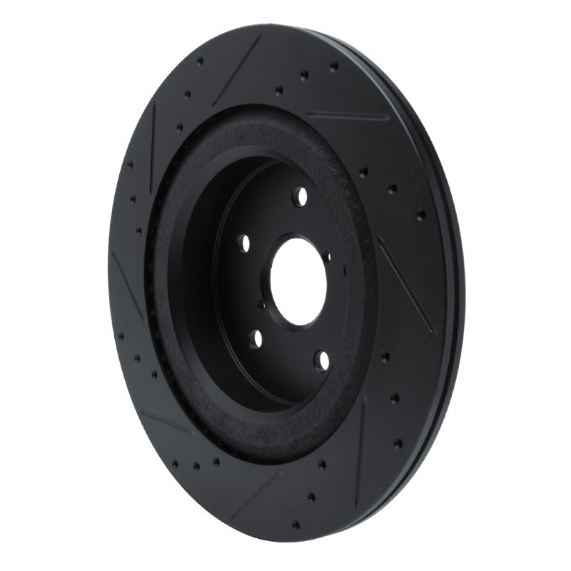 R1 Concepts Drilled & Slotted Black Rear Right Brake Rotor - 2019-2025 Subaru Ascent