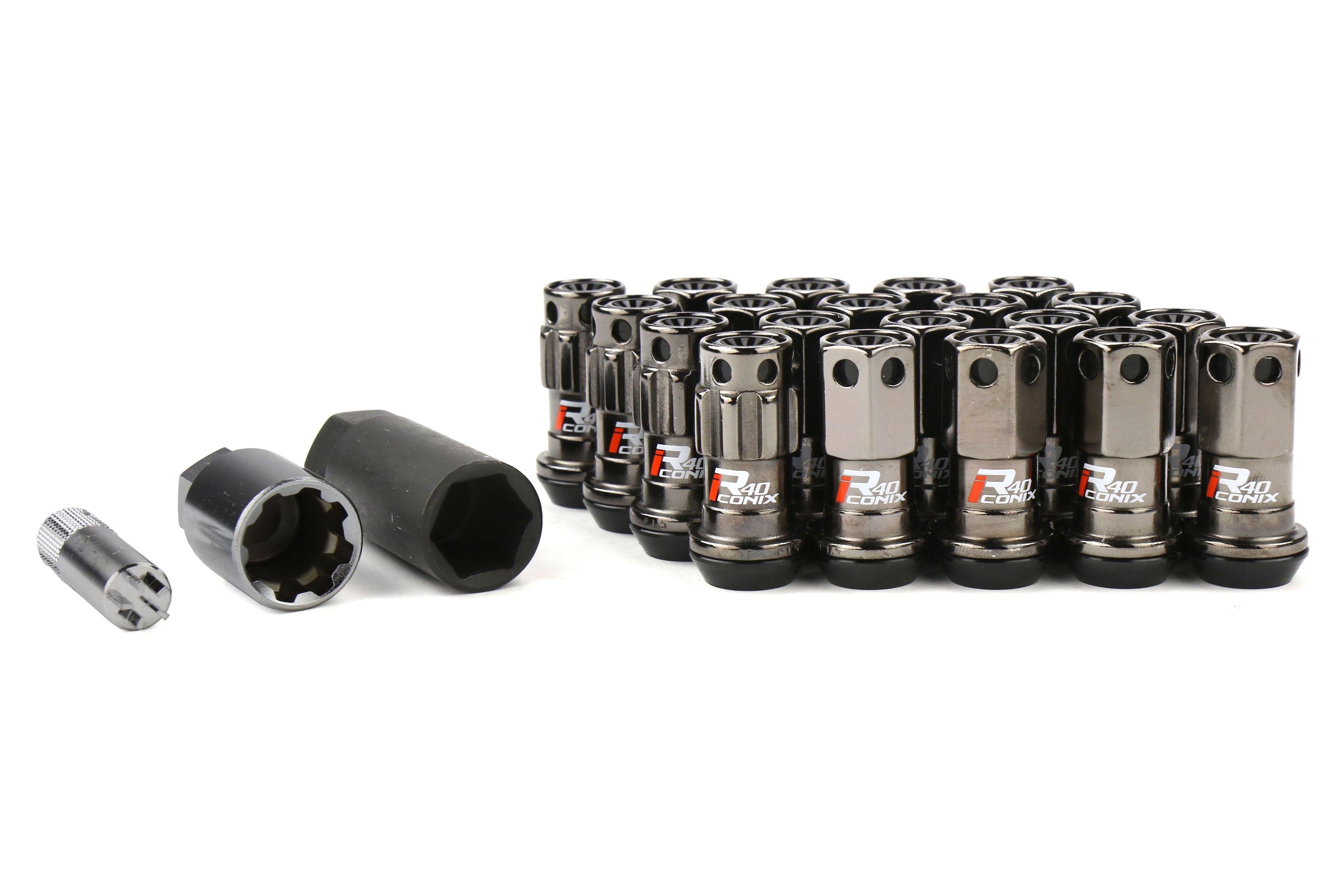 Project Kics R40 16+4 Iconix Locking Lug Nut Set w/ Black Plastic Caps M12x1.25 - Universal