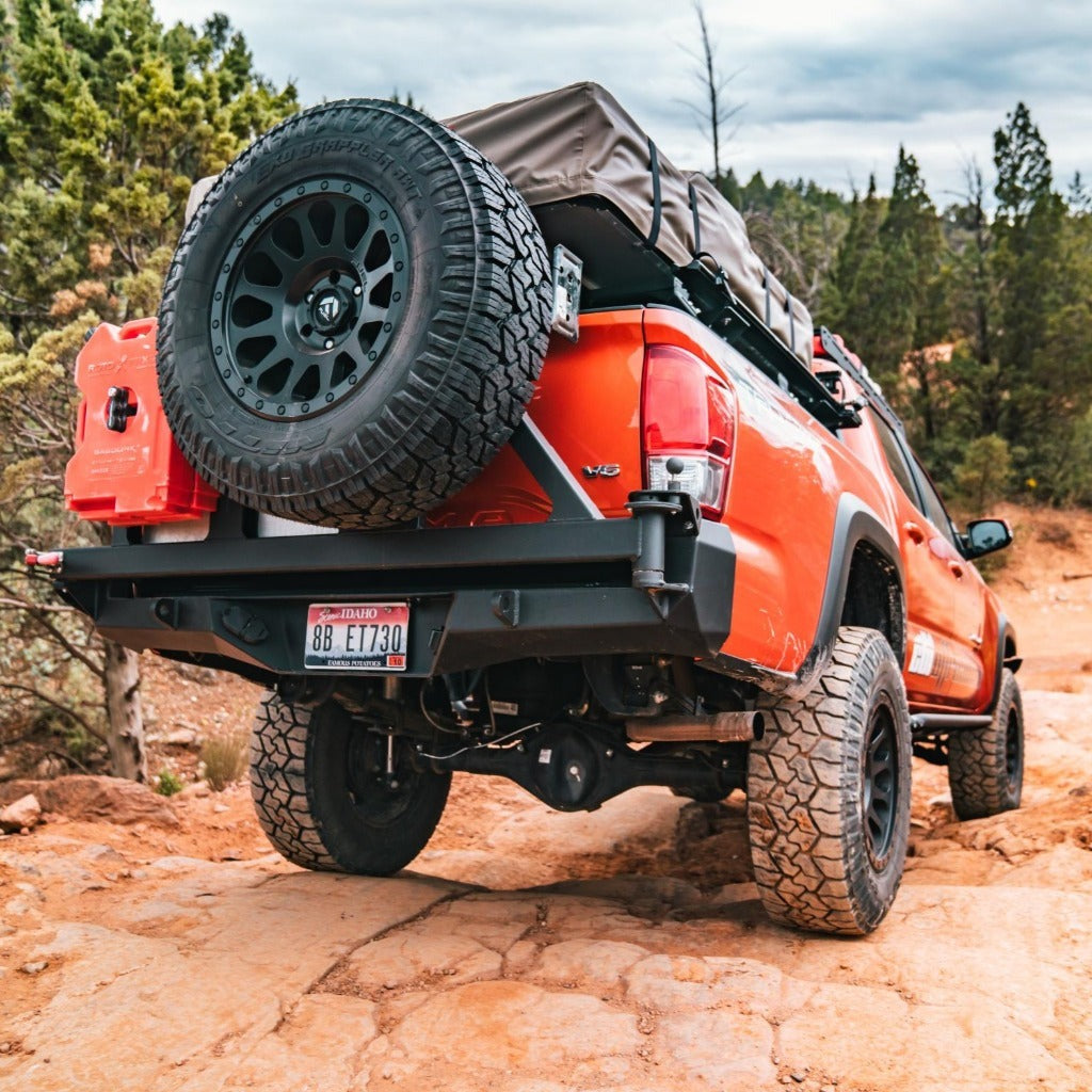 3rd Gen Tacoma Dual Swing Arm Rear Bumper Tire Carrier Powdercoat Black16-Pres Toyota Tacoma CBI Offroad