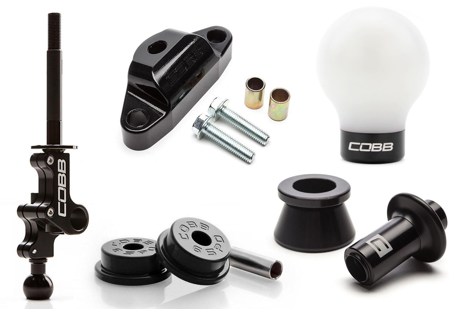 Cobb Stg 2+ Drivetrain Pkg - Black Knob / White & Black Lockout - 2004-2021 Subaru STI 6MT