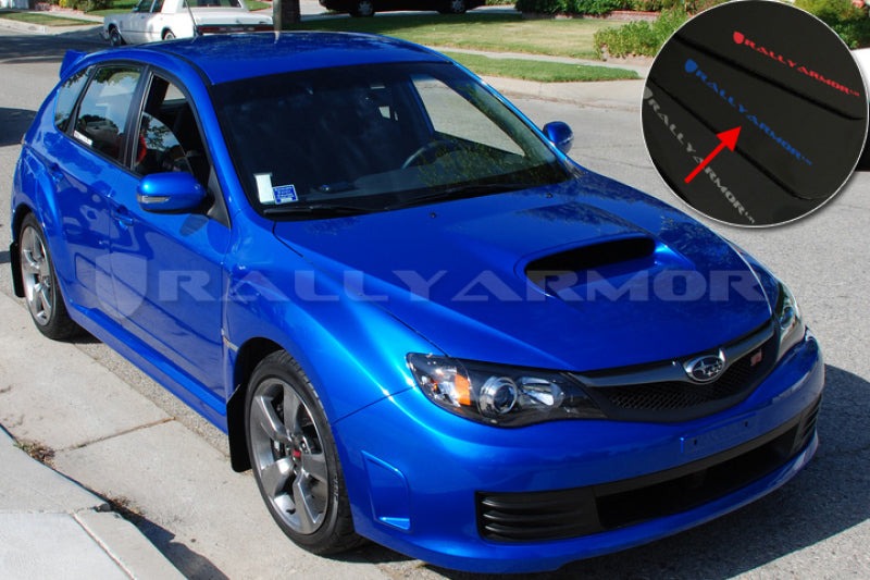 Rally Armor Black UR Mud Flap w/Blue Logo - 2008-2014 Subaru STI (Hatch Only) / 2011-2014 WRX (Hatch Only)