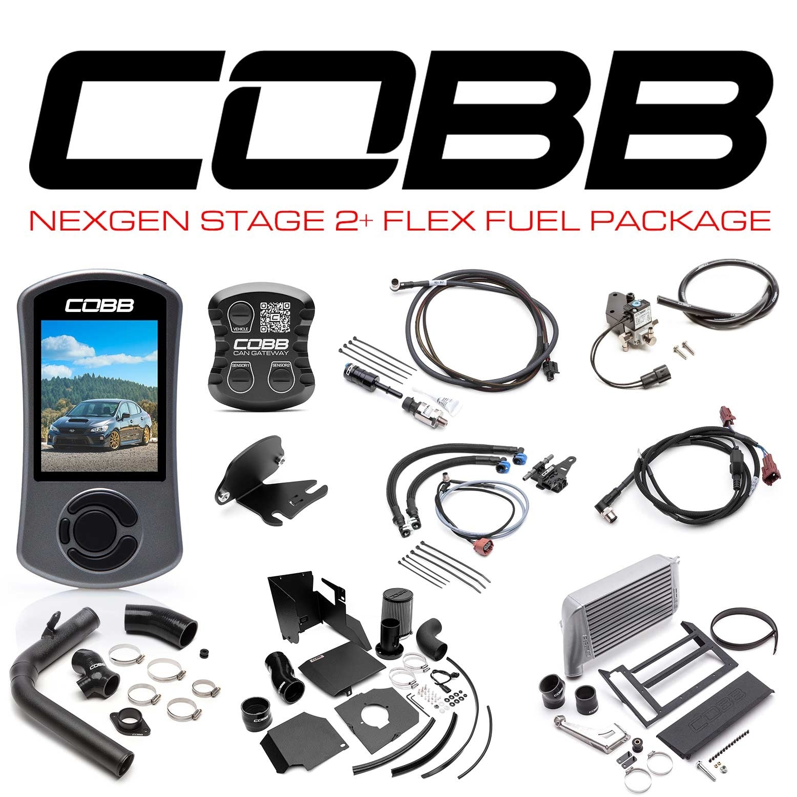 Cobb NexGen Stage 2 + CAN Flex Fuel Power Package (SF Intake) - Silver - 2018-2021 Subaru WRX