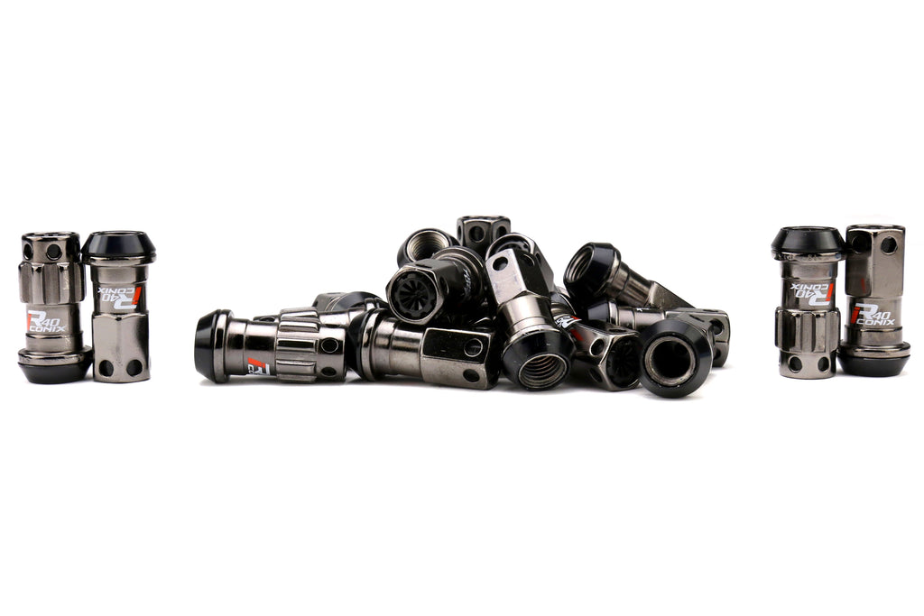 Project Kics R40 16+4 Iconix Locking Lug Nut Set w/ Black Plastic Caps M12x1.25 - Universal