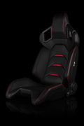 BRAUM ALPHA-X Series Sport Seats - Black / Red - Universal