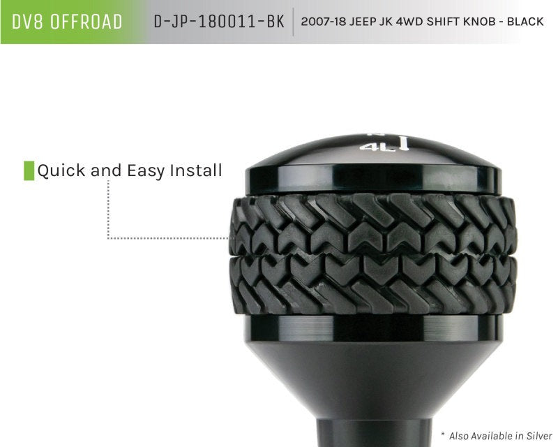 DV8 Offroad 2007-2018 Jeep JK 4WD Shift Knob Black Finish