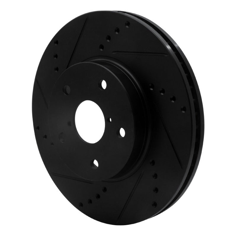 R1 Concepts Drilled & Slotted Black Front Left Brake Rotor - 2015-2019 Subaru Legacy
