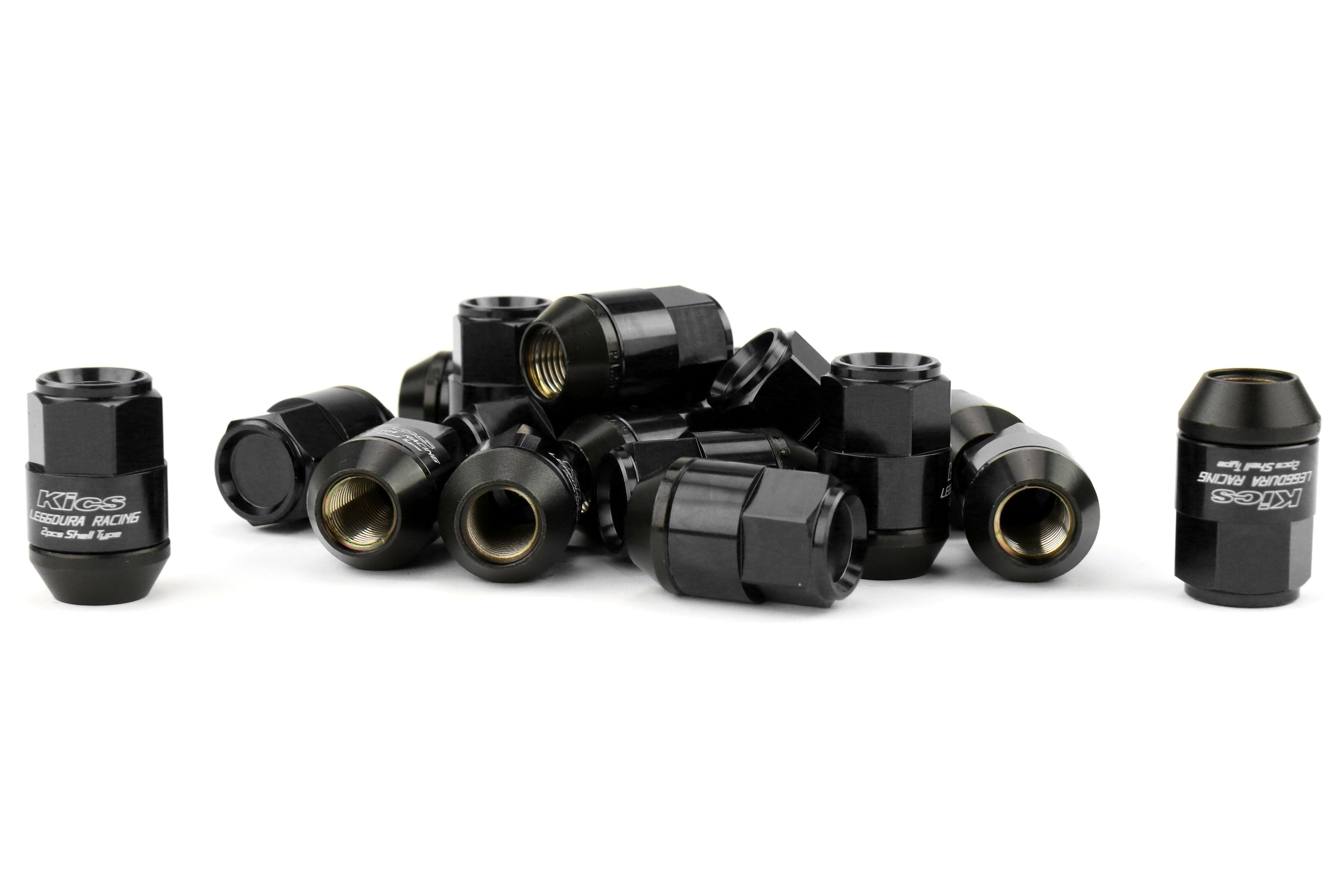 Project Kics Leggdura Racing Shell Type Lug Nut Set 35mm Closed-End Look 12X1.25 Black