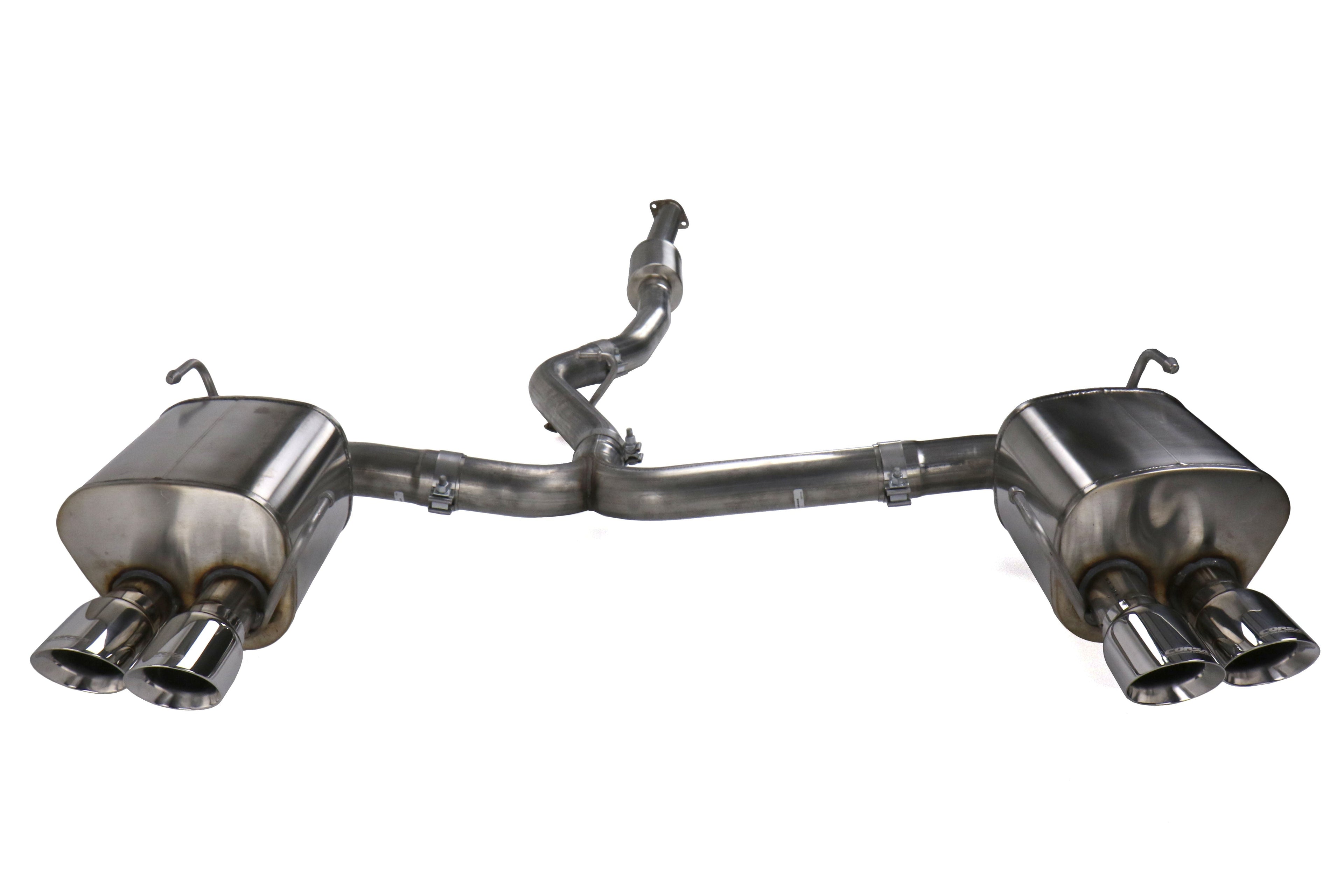 Corsa Sport Cat Back Exhaust - Polished Quad 3.5in Tips - 2015-2021 Subaru WRX