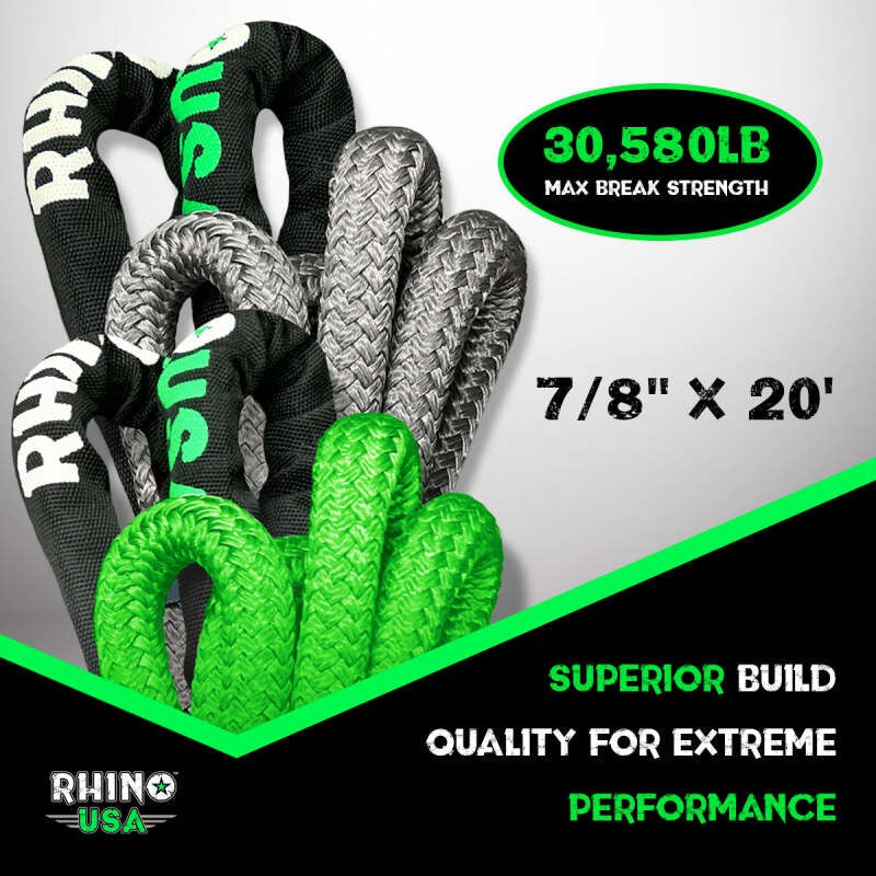 Rhino USA Kinetic Energy Recovery Rope (7/8In X 20Ft) Green