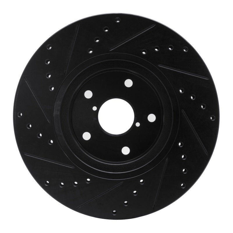 R1 Concepts Drilled & Slotted Black Front Right Brake Rotor - 2005-2021 Subaru Legacy