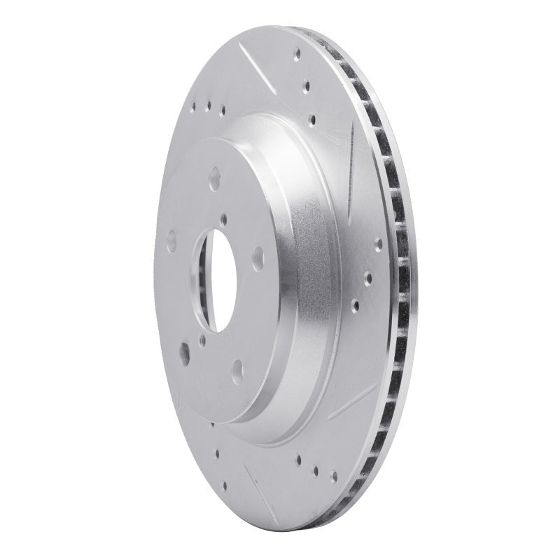 R1 Concepts Rear Right Drilled & Slotted Silver Brake Rotor - 2019-2026 Subaru Crosstrek