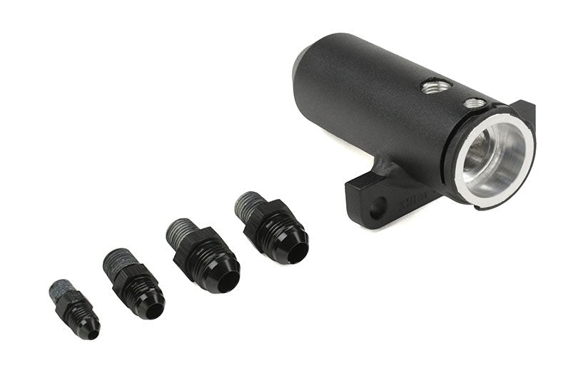 Killer B Motorsport Upper Coolant Reservoir w/ AN Fittings Black - Subaru Models (inc. 2002-2007 WRX / 2004-2021 STI)