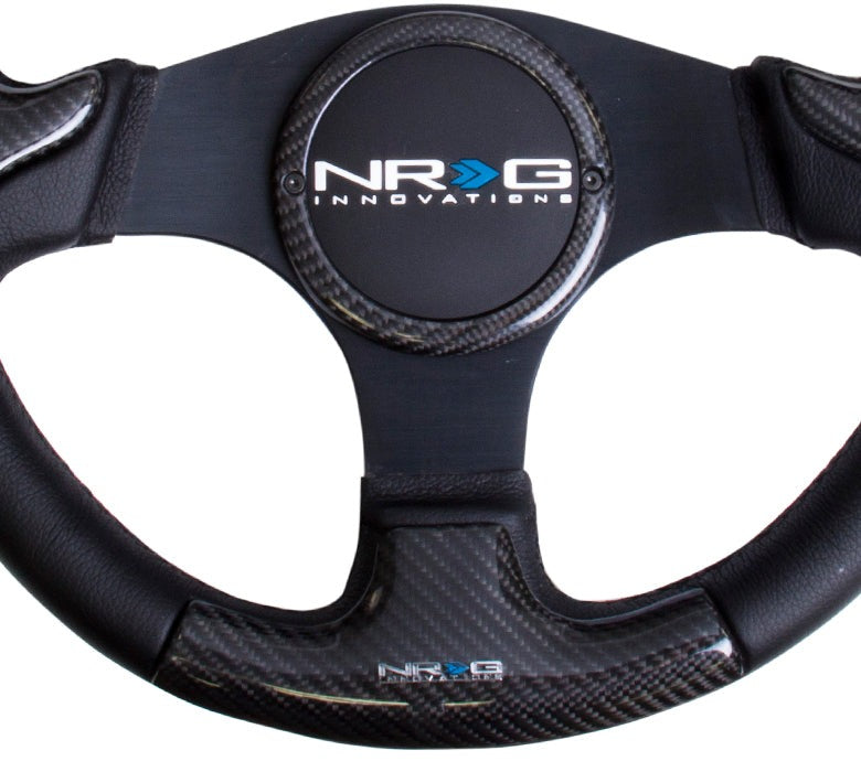 NRG Carbon Fiber Steering Wheel 350mm Black Rubber Horn - Universal
