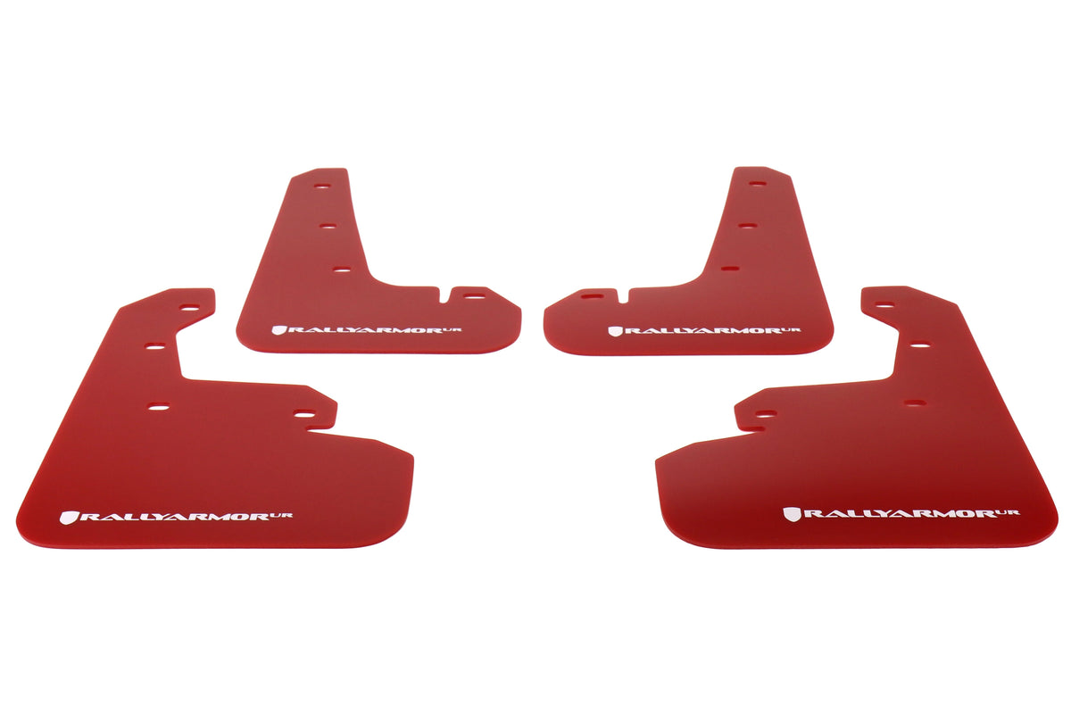 Rally Armor UR Mudflaps Red Urethane White Logo - 2017-2021 Subaru Impreza