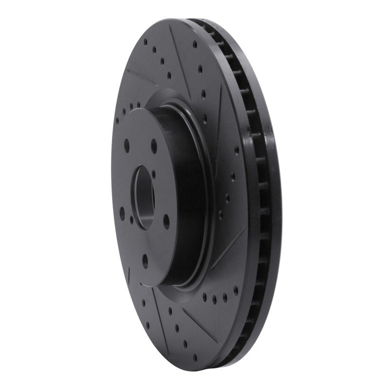R1 Concepts Drilled & Slotted Black Front Right Brake Rotor - 2005-2021 Subaru Legacy