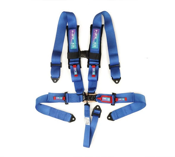 NRG Innovations SFI 16.1 5pt 3 inch Seat Belt Harness with pads / Latch Link - Blue 12/22 - Universal