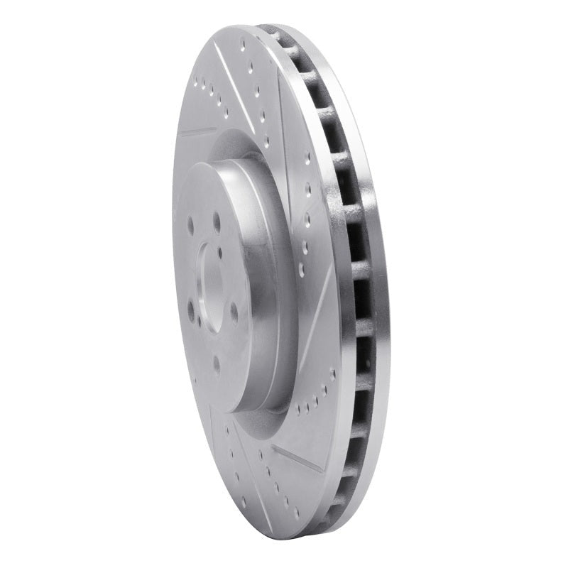 R1 Front Right Drilled & Slotted Silver Brake Rotor - 2004 Subaru STI / 2017-2020 & 2022-2026 Subaru BRZ w/ Brembo
