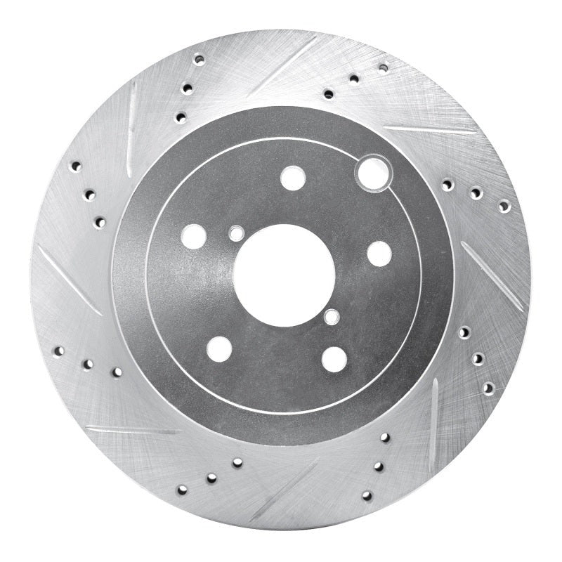 R1 Rear Left Drilled & Slotted Silver Brake Rotor - 2008-2017 Subaru STI