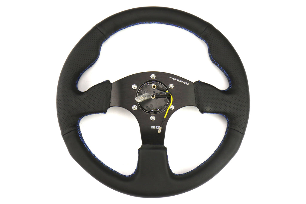 NRG Reinforced Steering Wheel 320mm Black w/ Blue Stitch - Universal