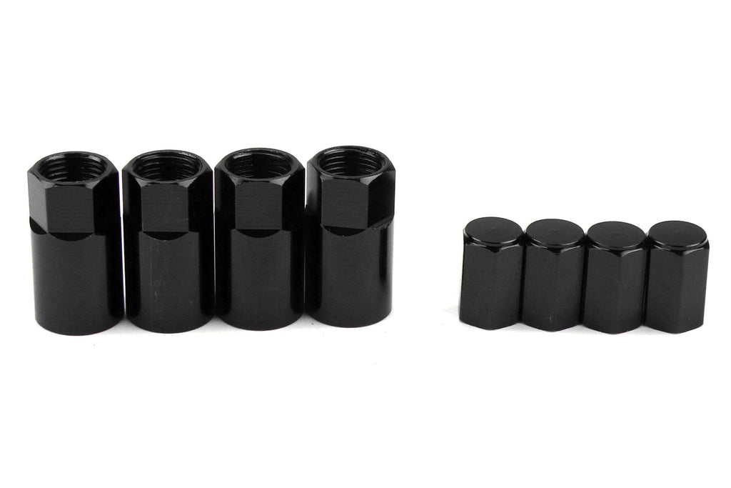 Wheelmate Valve Caps w/ TPMS Valve Step Sleeves Black - Universal