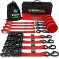 Rhino USA Heavy Duty Ratchet Tie-Down 4-Pack Red 1.6In X 15Ft