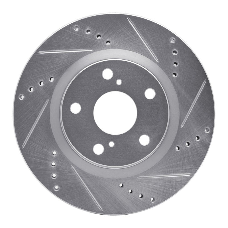 R1 Concepts Drilled & Slotted Silver Rear Right Brake Rotor - 2014-2018 Subaru Forester
