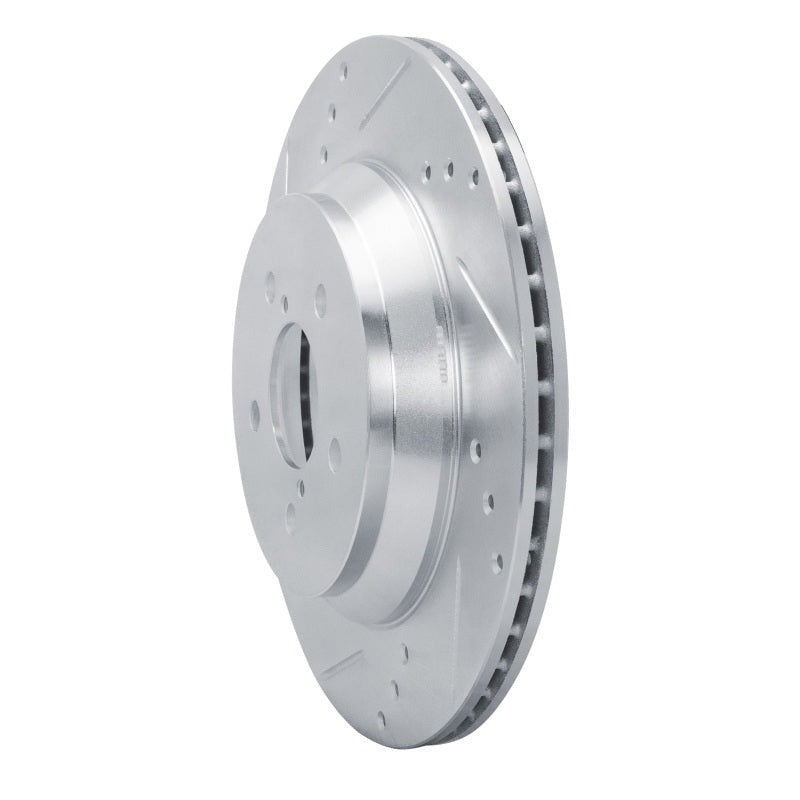 R1 Concepts Rear Left Drilled & Slotted Silver Brake Rotor - 2019-2023 Subaru Crosstrek
