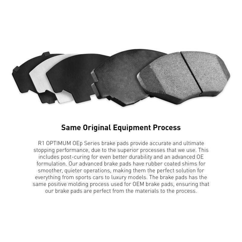 R1 Front R1 Optimum OE Pads & Hardware Kit - 2004-2017 Subaru STI / 2017-2020 & 2022-2026 Subaru BRZ w/ Brembo