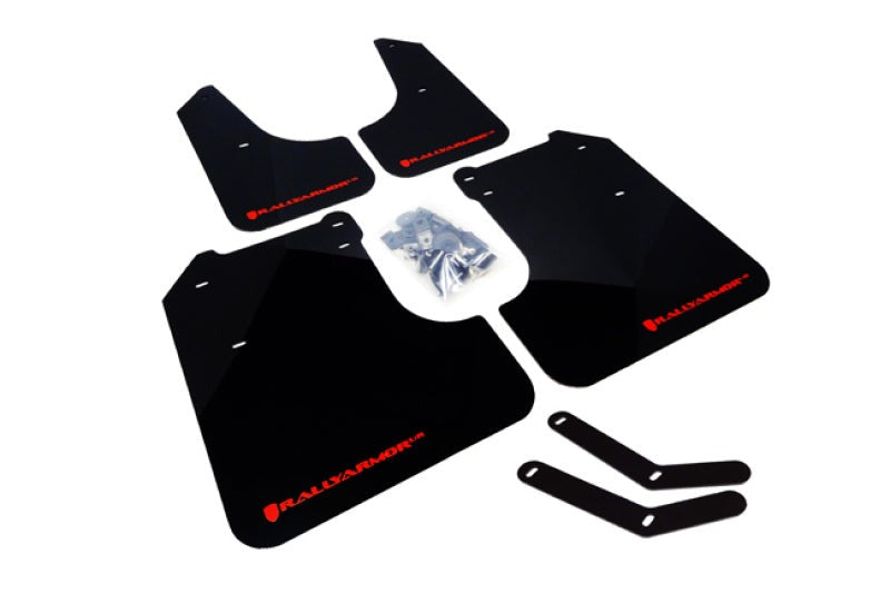 Rally Armor Black UR Mud Flap w/Red Logo - 2008-2010 Subaru WRX / 08-11 Impreza 2.5i (Hatch/Sedan)