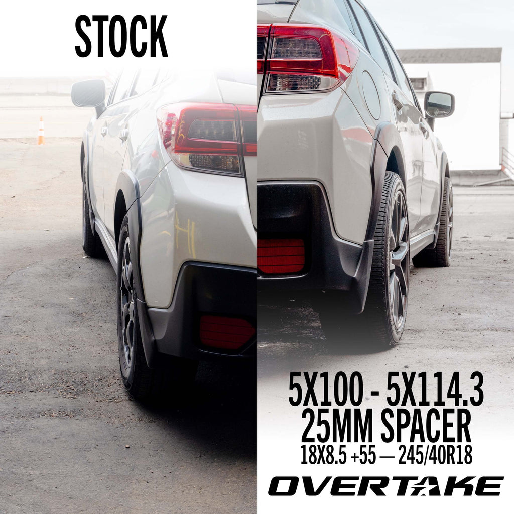 OVERTAKE Wheel Spacer Adapters - Pair - 25mm 5x100 to 5x114.3 - Subaru 2002-2014 WRX, 2004 STI, 2013-2026 BRZ/GR86, and more
