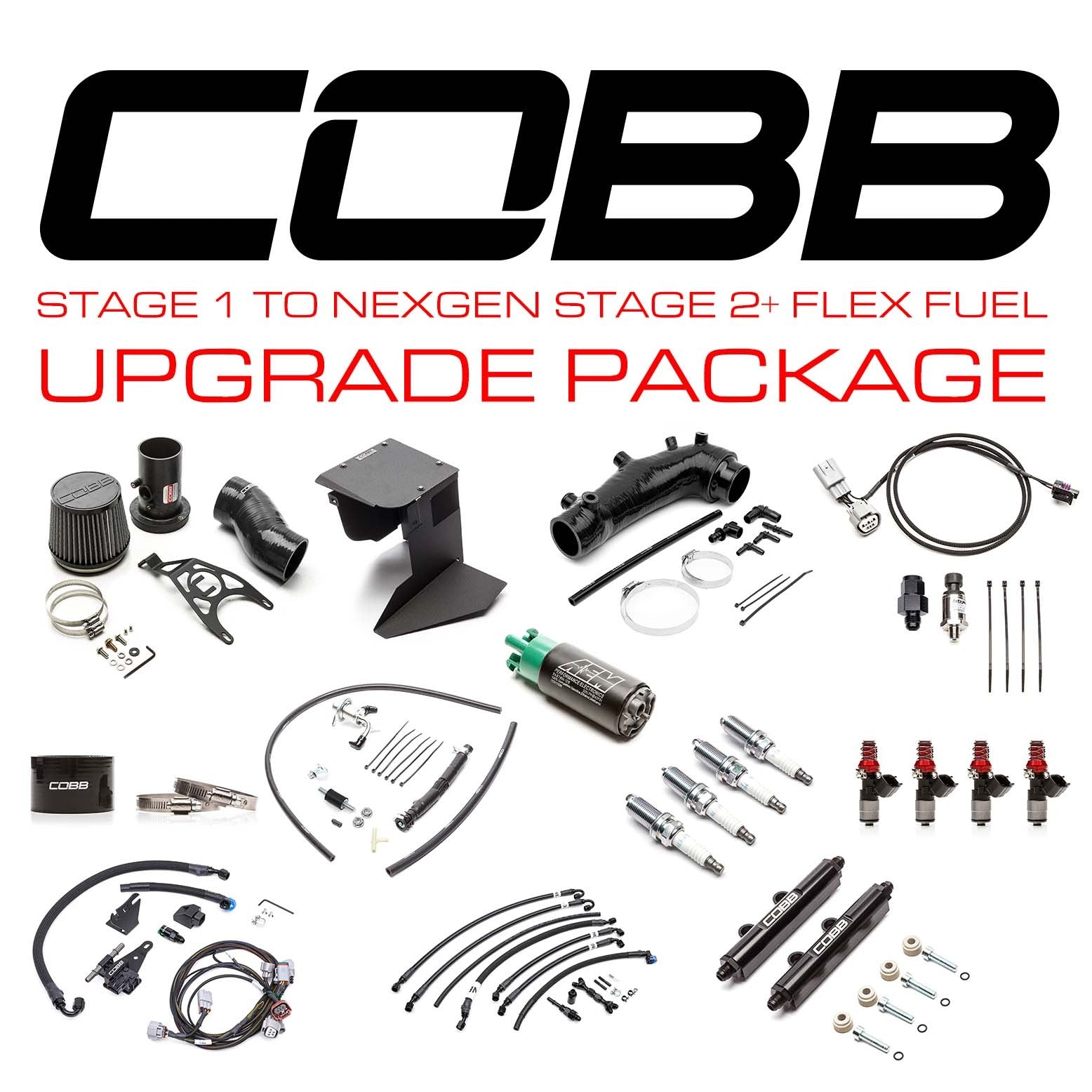 Cobb Stage 1 to NexGen Stage 2 + Flex Fuel Power Package Upgrade - Black - 2015-2018 Subaru STI