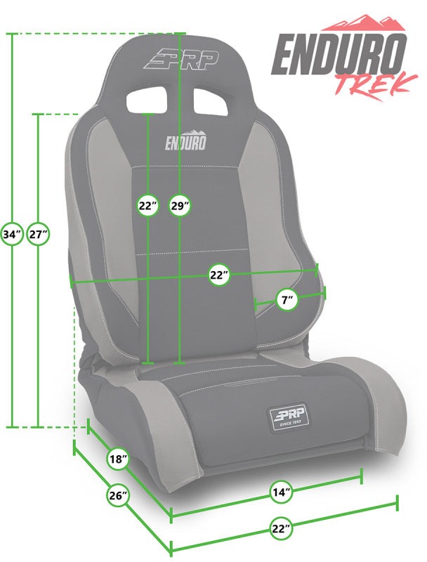 PRP EnduroTrek Reclining Suspension Seats Kit for Jeep Wrangler JK/JKU (Pair) - Black