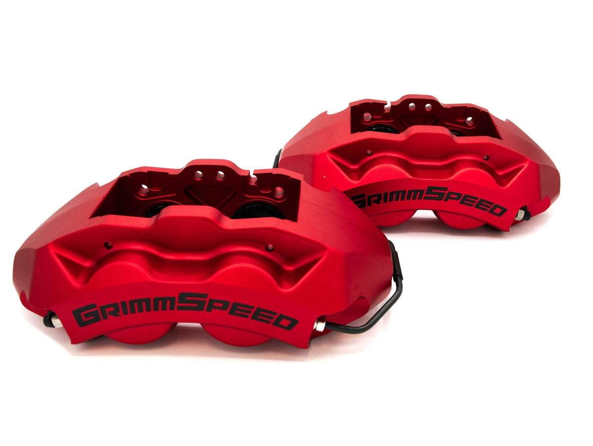 GrimmSpeed 4-Piston Brake Caliper Kit (340mm Rotor) - Red - 2002-2021 Subaru WRX / STI