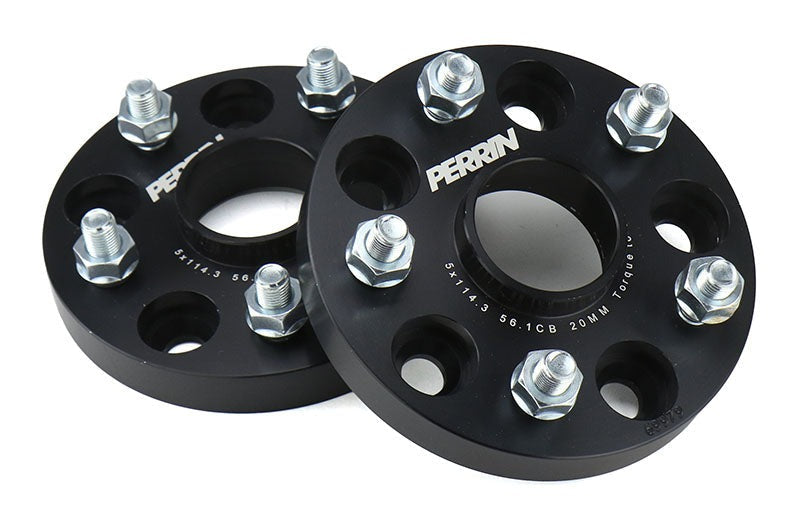 PERRIN 20mm Wheel Spacers 5x114.3 w/56mm Hub - Black Pair - 2005-2021 Subaru STI / 2015-2026 WRX