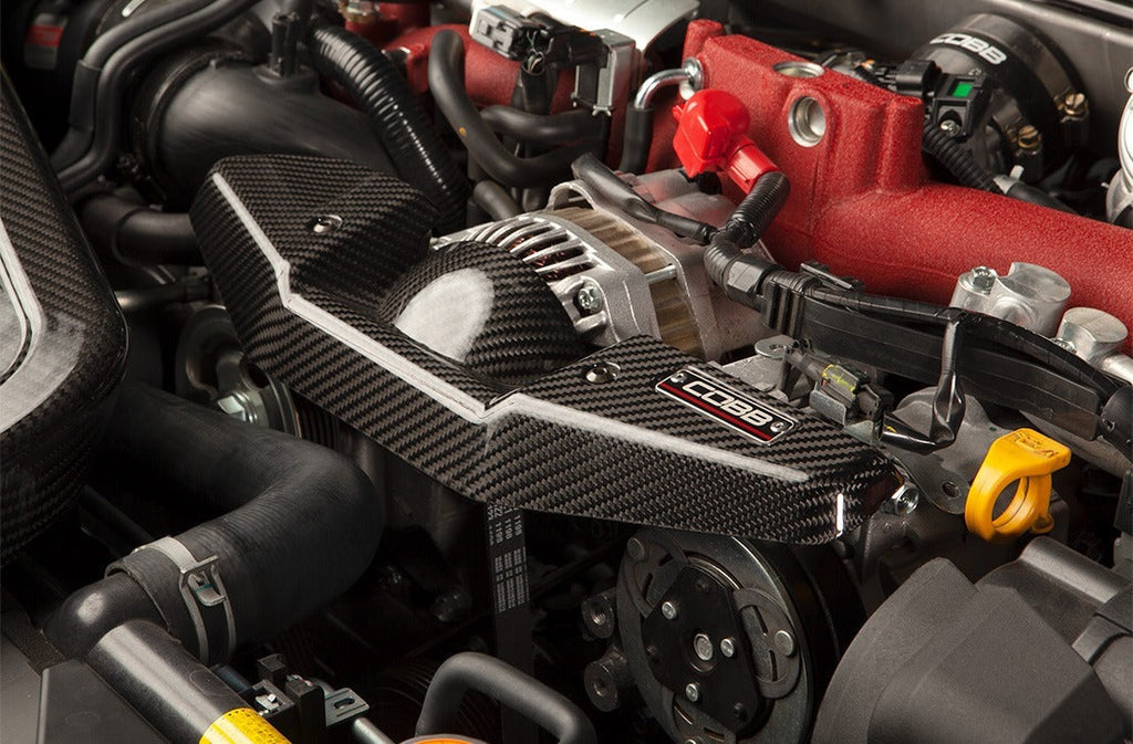 Cobb Redline Carbon Fiber Alternator Cover - Gloss Finish - 2008-2021 Subaru STI / 2008-2014 Subaru WRX