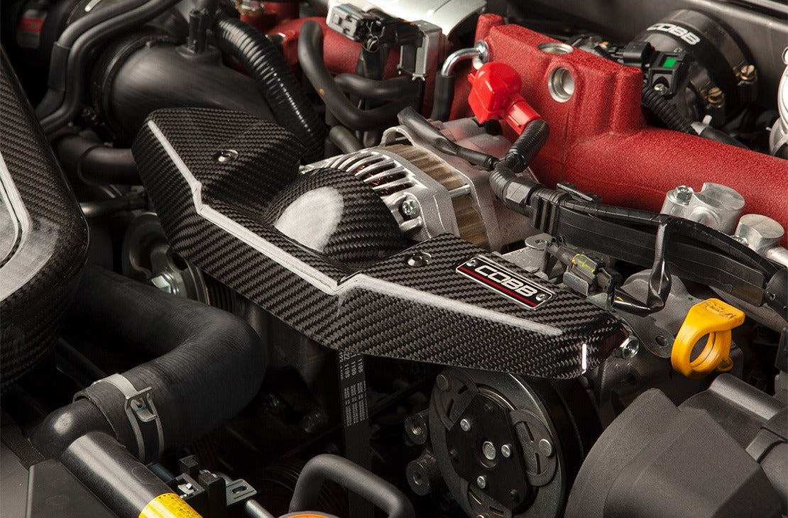 Cobb Redline Carbon Fiber Alternator Cover - Gloss Finish - 2008-2021 Subaru STI / 2008-2014 Subaru WRX